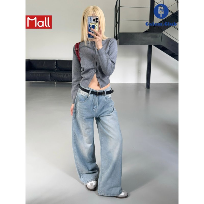 Calem.Club- Straight Leg Jeans Ver 1 มีหลายสี พื้นเรียบ unisex