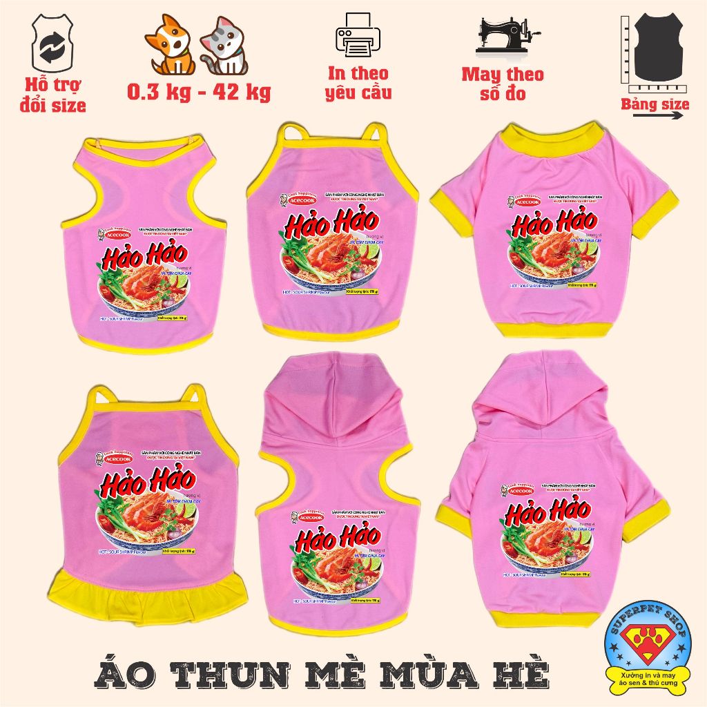 เสื้อสุนัขและแมวฤดูร้อน - HAO HAO NOODLES - PINK - Superpet Shop