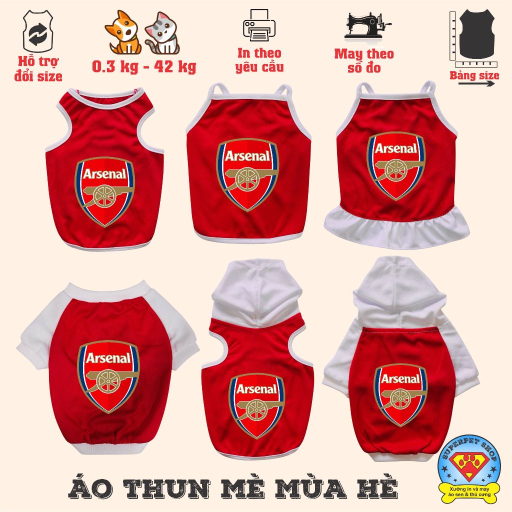 เสื้อสุนัขและแมวฤดูร้อน - ARSE.NAL FOOTBALL CLUB LOGO - RED - Superpet Shop