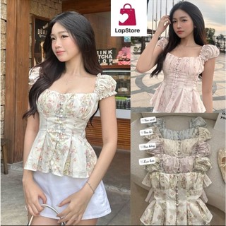 Áo Babydoll Nữ Tay Bồng Cổ Vuông Có Mút V1 Chun Lưng Chiết Eo Dáng Bồng Xoè Tôn Dáng Xinh