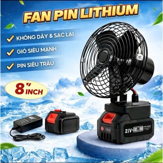 [New 2026] Quạt Tích Điện Lồng Sắt Xoay 180' Pin phổ thông, Đế Pin 21V- 2 Mức Gió, Sử Dụng 4-8 -12 Tiếng Hot Nhất 2026.