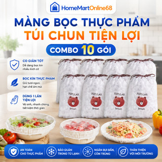 [ COMBO 10 Gói ] Màng bọc thực phẩm chất liệu PE co dãn có chun siêu dai tiện lợi bọc thức ăn HM68