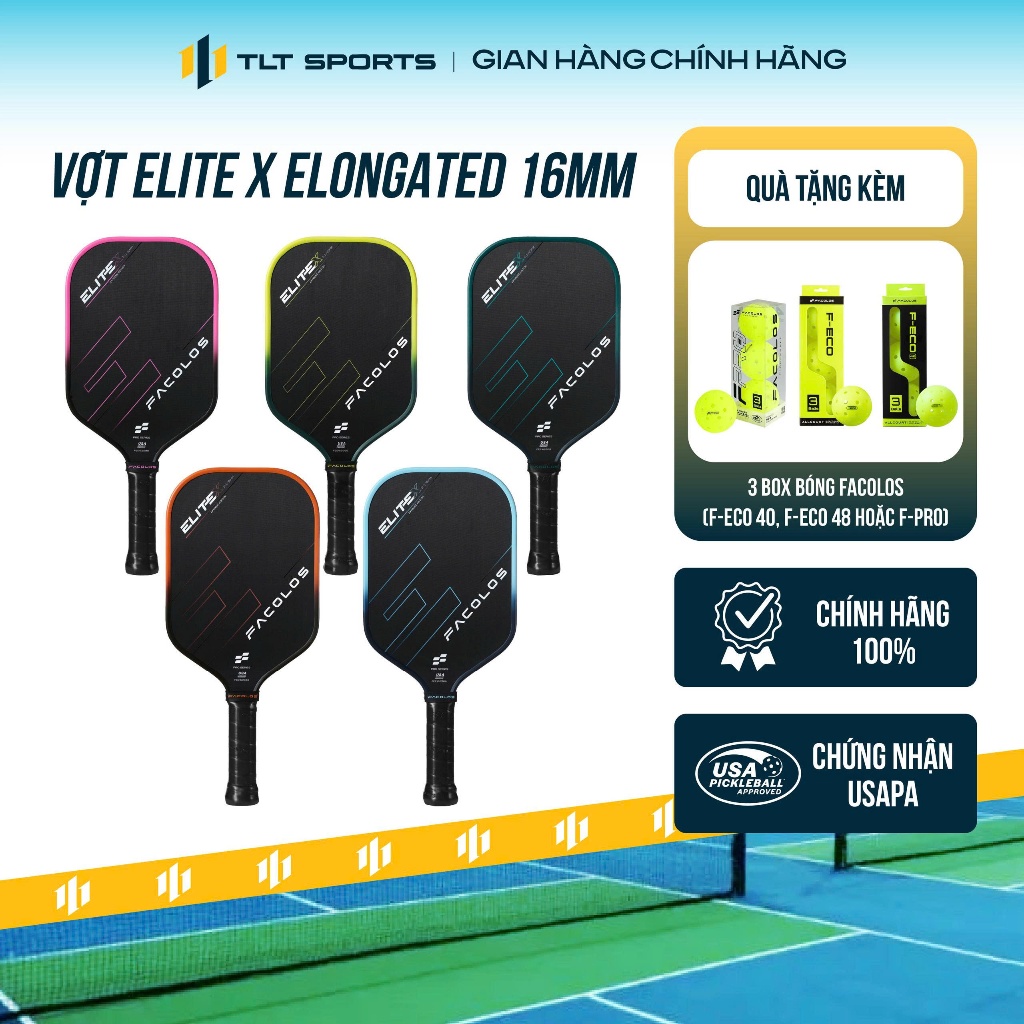 ไม้แบดมินตัน Fabolos Elite X Elongated 16 มม. ของแท้ – Carbon T700, การออกแบบยาว, โจมตีและควบคุม