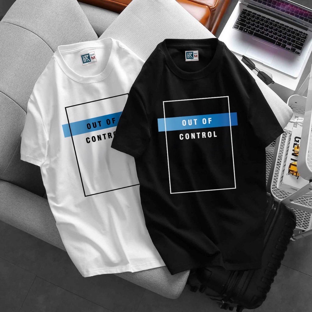 OUT OF CONTROL ผู้ชายและผู้หญิงรอบคอผ้าฝ้ายแขนสั้น Unisex บุคลิกภาพ Bigsize KENSTORE89 ATK189