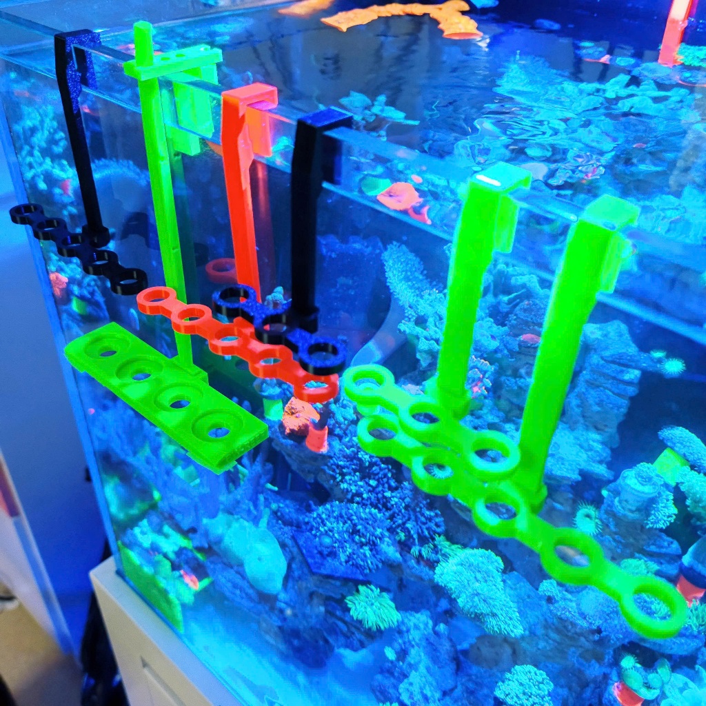 3D พิมพ์ปะการัง Frag Base Mount – 5 หลุม – 5–15 มม. แขวนแก้ว – ไม่ต้องใช้กาว – อุปกรณ์ตู้ปลาทะเล