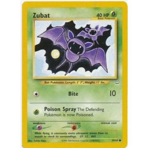 [การ์ดโปเกมอน TCG] Zubat - 59/64 - ทั่วไปไม่จํากัด