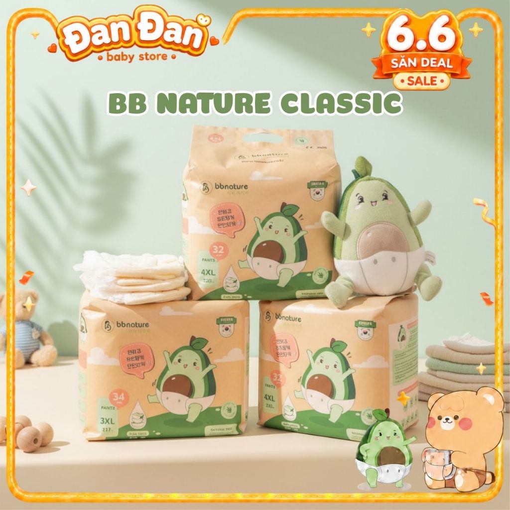 BB NATURE CLASSIC / BB CARE PLUS ผ้าอ้อมไม่มีของขวัญ ขนาดตั้งแต่ NB-3XL สําหรับเด็กทารก