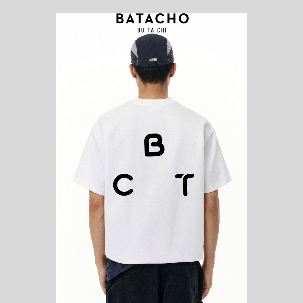 BATACHO family เสื้อยืด Boxy พรีเมี่ยมสําหรับผู้ชายและผู้หญิง ลาย BTC TRIANGLE MONO ผ้าคอตตอน 30S เส
