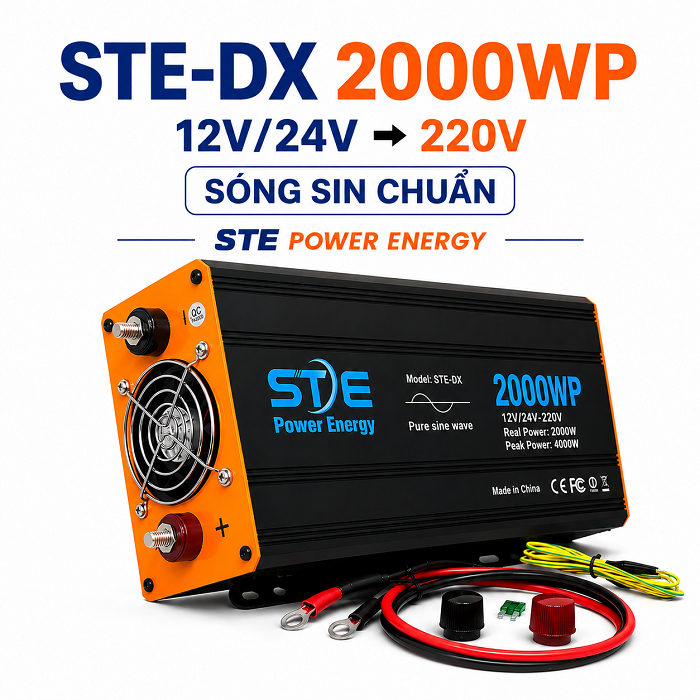 อินเวอร์เตอร์ STE-DX 2000WP 12V/24V to 220V Standard Sine Wave – STE Power Energy | ถั่วเหลืองเทค