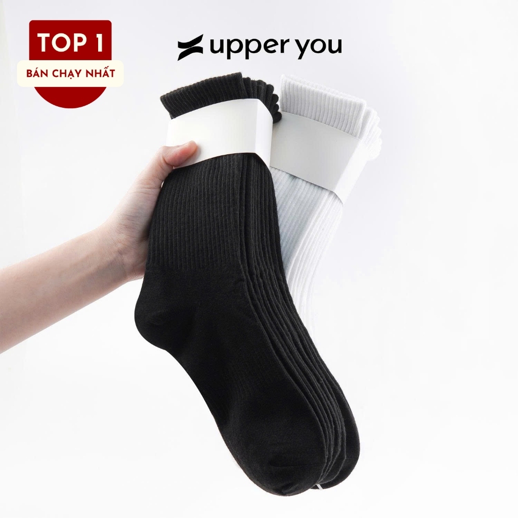 [SHOPEE VIP] [Combo of 10] UPPERYOU ถุงเท้าธรรมดาคอปกสูงสําหรับผู้ชายและผู้หญิงสะดวกสบายหนาระบายอากา