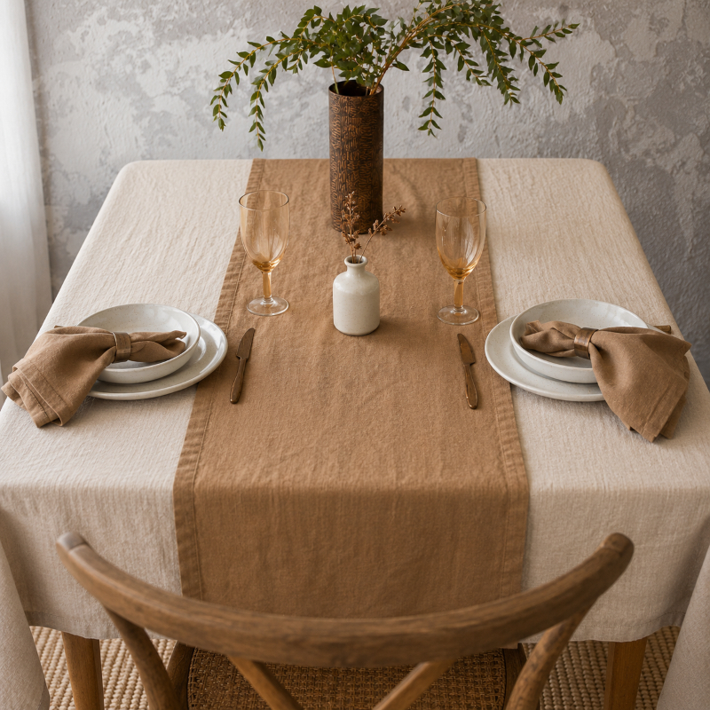 Natural Moc Linen Runner Strip โต๊ะอาหารผ้าลินินผงคุณภาพสูง, แผ่นรองจานตกแต่งบ้านสไตล์ญี่ปุ่น