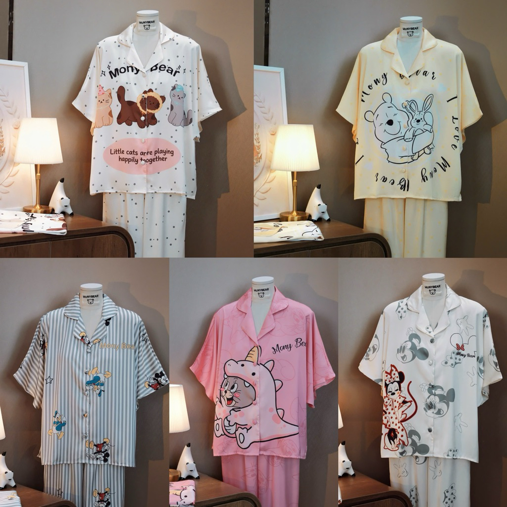 [ใหม่ AVAILABLE] PYJAMA MONYONEAR SHORT SLEEVES CARTOON LONG PANTS รุ่นใหม่