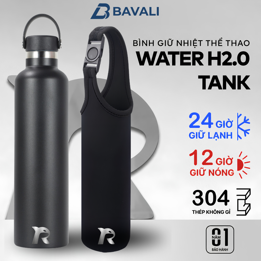BAVALI Water H2.0 RW06 ถังเก็บความร้อนสําหรับเล่นกีฬา 750ml/950ml ฉนวน 304 สแตนเลส