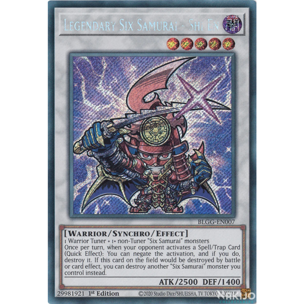 [KW2 Yugioh] [EN-UK] [Nice Art] การ์ด Samurai Six Legendary - Shi En (งานศิลปะchibi) - BLGG-EN007 Secret Rare รุ่นที่ 1