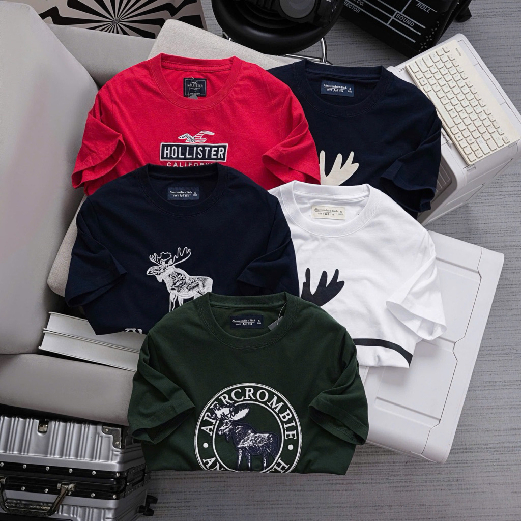 เสื้อยืด Holis, Aber Form Embellished เสื้อยืดคอกลมผ้าฝ้ายนําเข้าคุณภาพสูง (at159)