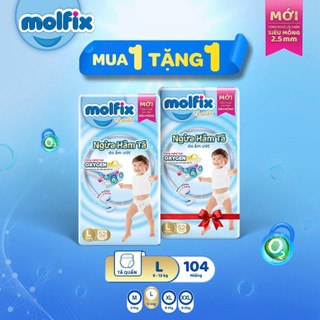 [MUA 1 TẶNG 1- K hiển thị giỏ hàng] Tã/bỉm quần Molfix Oxy Super Jumbo giúp Ngừa Hăm Tã size M,L,XL,XXL