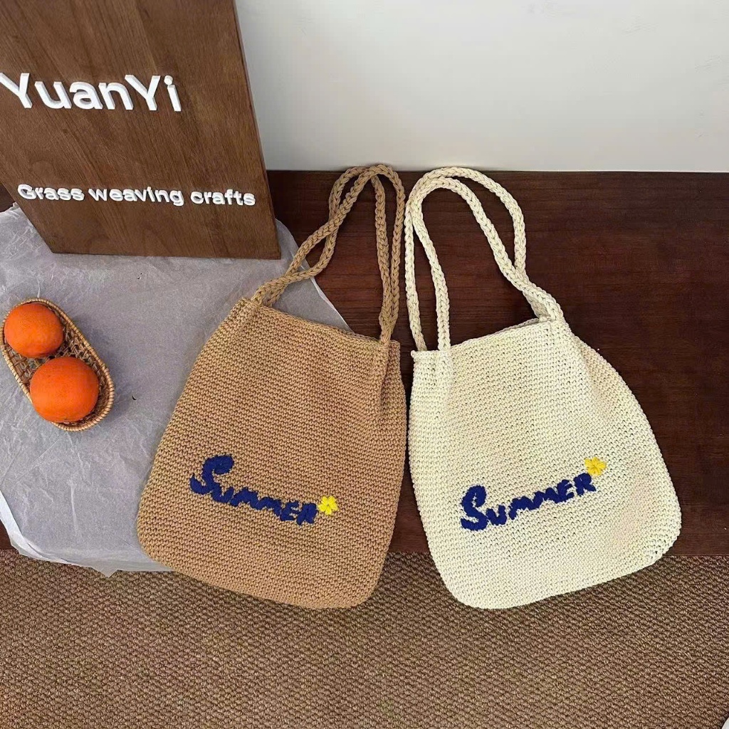 Lissu Summer Wool Beach and Travel Tole Bag พร้อมซับผ้าด้านใน