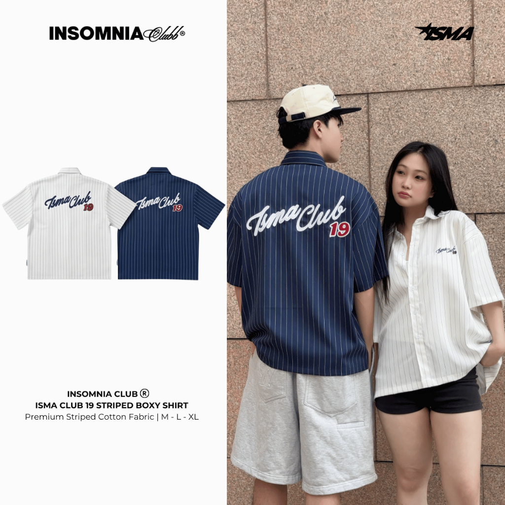 [NEW ARRIVAL] INSOMNIA From Boxy Embroidered Boxy Shirt "ISMA CLUB 19" - TS076