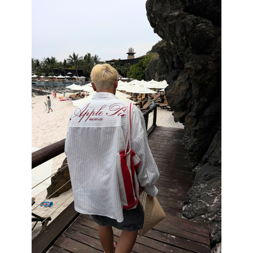 เสื้อเชิ้ตชายหาดหลวม Apple Pie Plaid Unisex (เสื้อ Apple Pie)