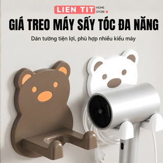 Giá Treo Máy Sấy Tóc Dán Tường Nhà Tắm, Kệ Đỡ Máy Sấy Tóc Có Ngăn Để Đồ Tiện Lợi