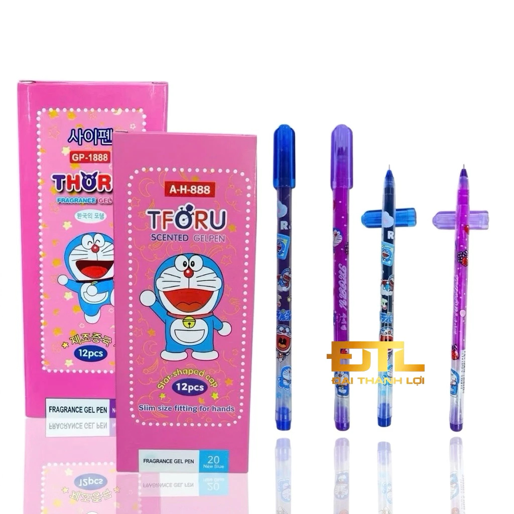 [AH888/GP-1888]ปากกาเจลหมึกองุ่นหอมกล่อง 12 แท่ง 0.38 มม. Nib Thornu/ Tforu Doreamon AH888 / VS999 (
