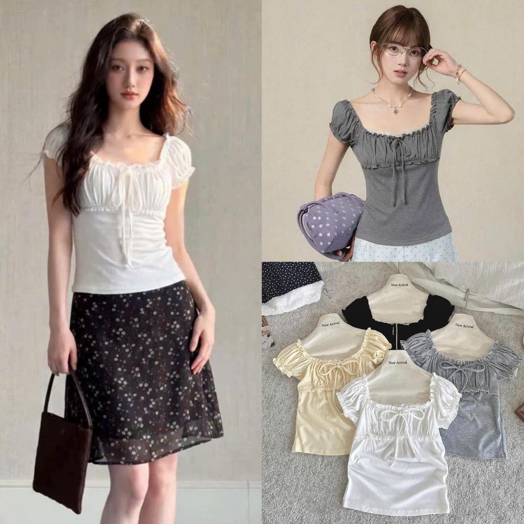 (HAVANA) เสื้อท็อปผู้หญิง NEMO คอเหลี่ยมและชายอก 5710.02 ATH811