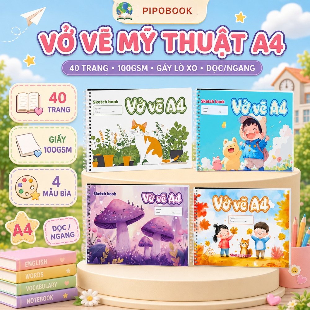 XO [COMBO of 3] ART DRAWING NOTEBOOKS สําหรับ STUDENTS A4 ขนาด, SPRING DRAWING NOTEBOOKS 40 PAGES สํ