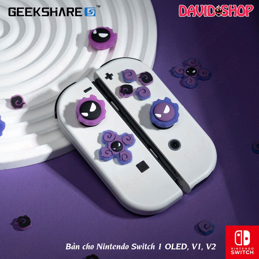 ปุ่มสติ๊กเกอร์ D-PAD + แขนอนาล็อก (GeekShare) Gengar (Pokémon) สําหรับ Joy-Con – Nintendo Switch 1 O