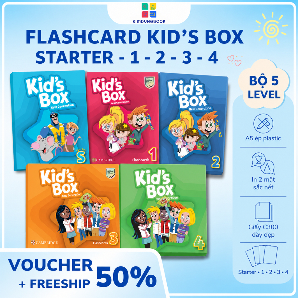 (108A) English Flashcard Kids Box New Generation Level Starter -1-2-3-4 A5 size-éplashtic