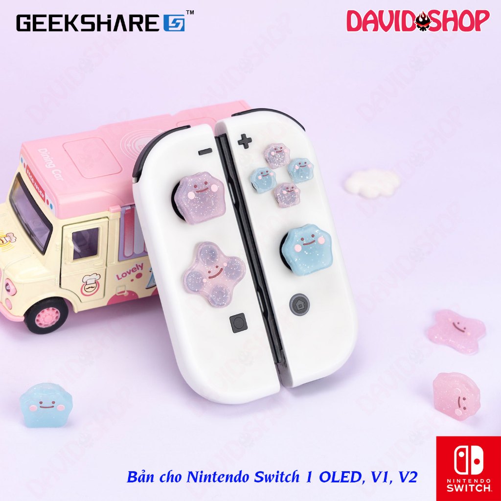 ปุ่มสติ๊กเกอร์ D-PAD + แขนอนาล็อก (GeekShare) Ditto (Pokémon) สําหรับ Joy-Con - Nintendo Switch 1 OL