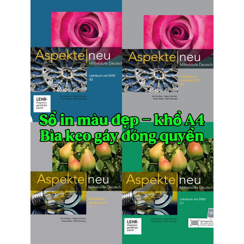 Aspekte Neu B2 LB + AB / C1 LB + สมุดพิมพ์สี AB / กระดาษ A4 / ฝาครอบกาวพร้อมเข้าเล่ม