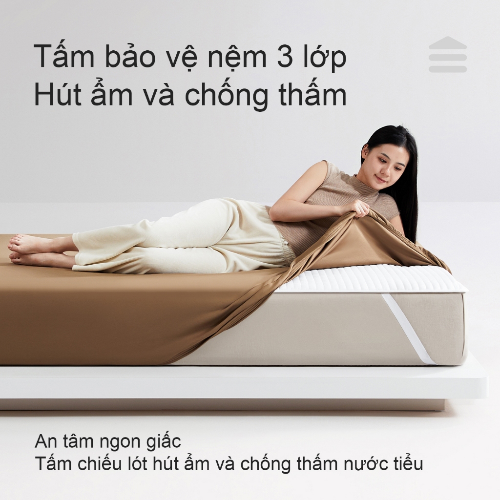 เสื่อกันน้ําป้องกันที่นอน 3 ชั้น Medoga | ท็อปเปอร์ ทีพียู กันน้ํา100% | สะดวกสบายระบายอากาศได้ดี