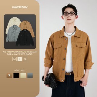Áo Khoác Kaki Cúc Kim Loại Dinoman & Yumi 400gsm Form Oversize Basic Trẻ Trung - SM010