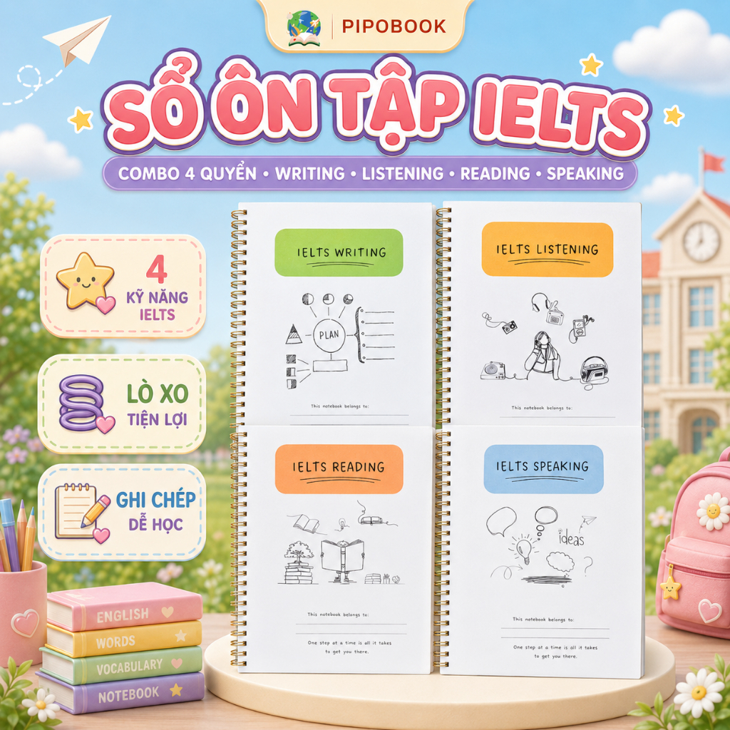 IELTS Writing, Speaking, Listening, Speaking T04 IELTS Notebook, English Taro Stationery A4 200 หน้า