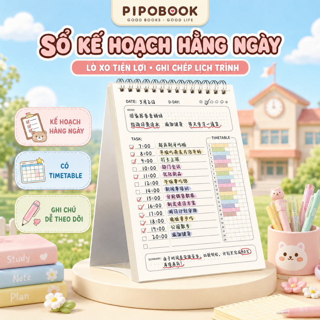 XO Day/Week Planner - Size A6 Spring - ปกใส (80 แผ่น -160 หน้า)