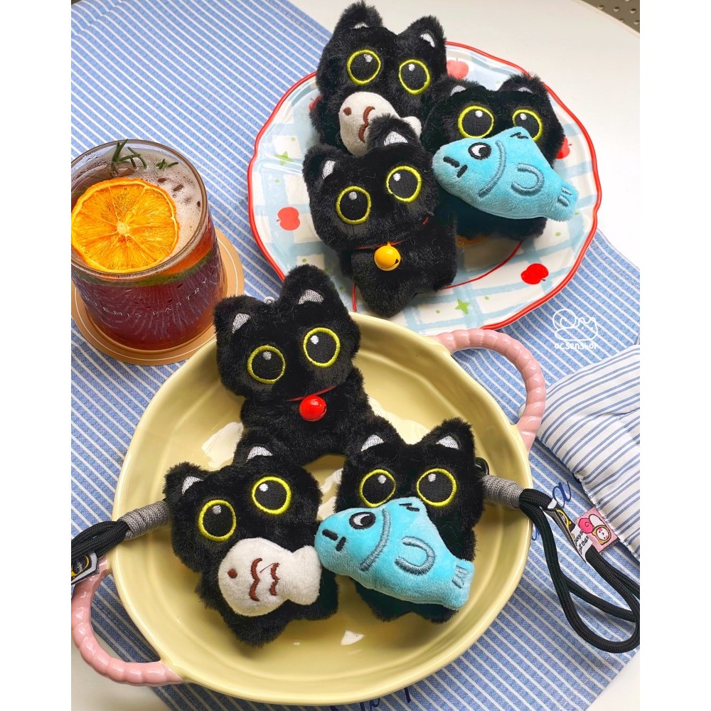 พวงกุญแจผ้าฝ้าย Black Cat
