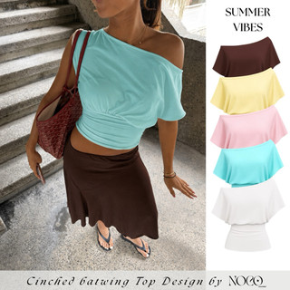 Áo Lệch Vai Tay Cánh Dơi Đi Biển Mùa Hè 𝙗𝙮 𝙣𝙤𝙘𝙤.𝙡𝙖𝙗𝙚𝙡 Màu Sắc Mùa Hè Aqua Blue Stye Y2K Hot Trend 2026