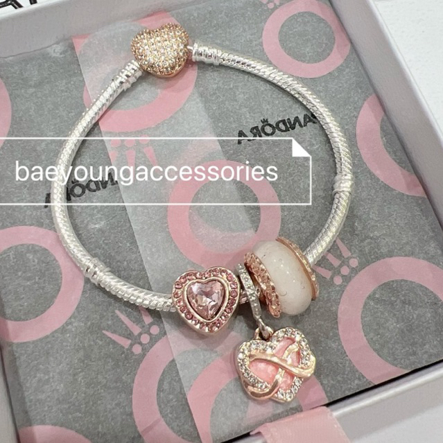[Bae young]สร้อยข้อมือ AORA fullbox หัวใจสีชมพูนิรันดร์ REAL PHOTO