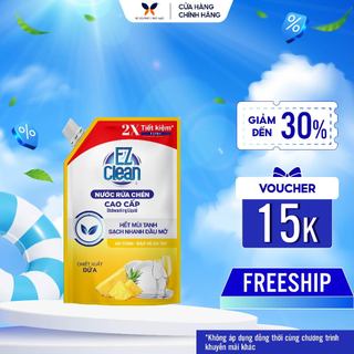 Túi Nước Rửa Chén Bát Gốc Thực Vật EZ CLEAN 1,2kg - Sạch nhanh dầu mỡ, mùi tanh, dịu nhẹ cho da tay