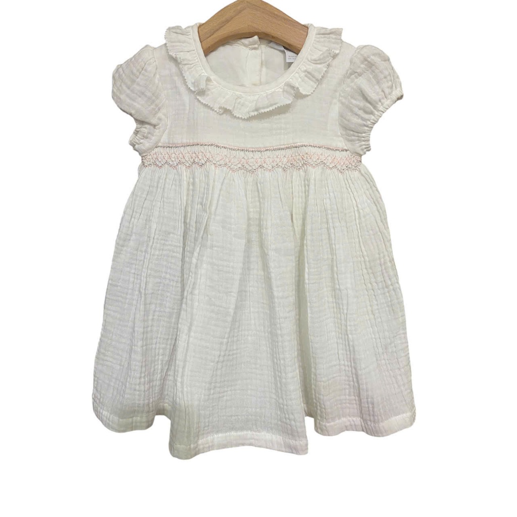 ชุดเดรสเด็กสม็อคมือ 100% Cotton muslin - คอระบาย สินค้า VNXK uk