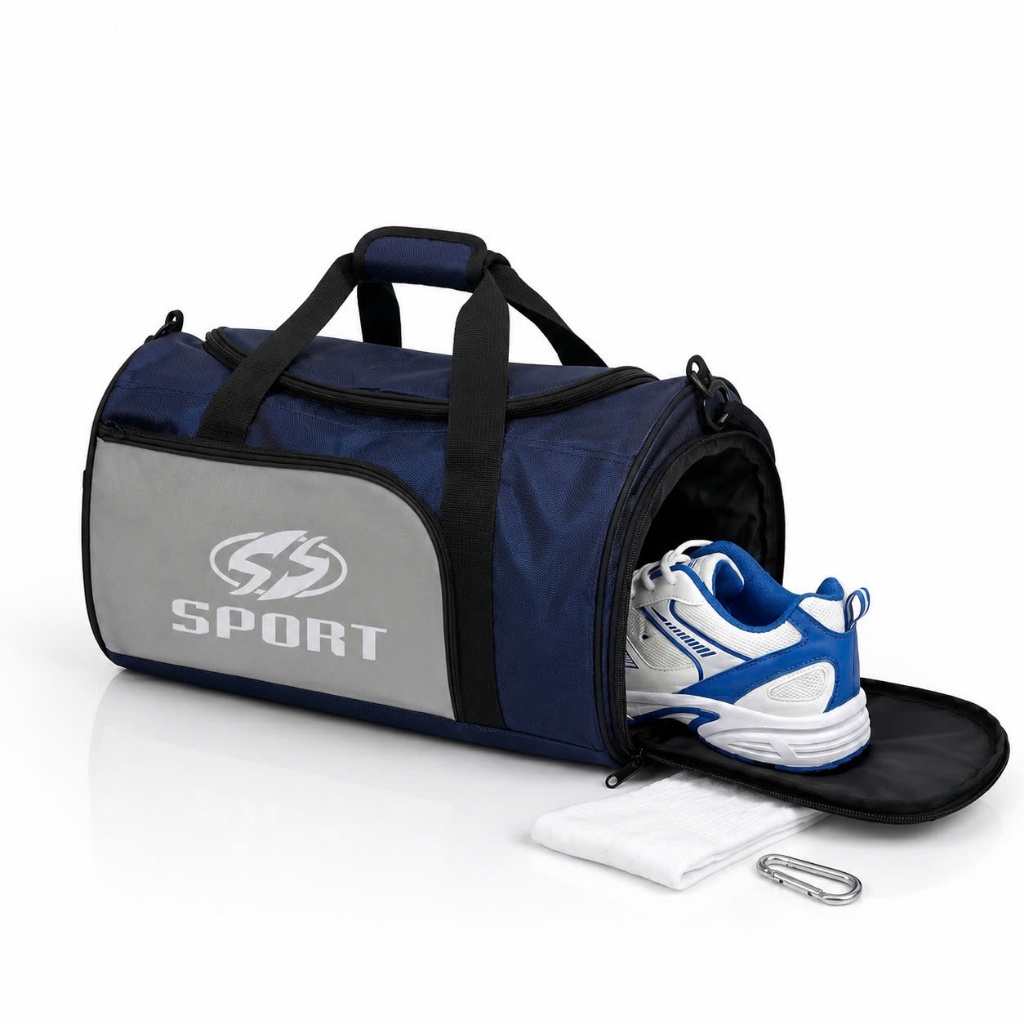 [GIVE KEYCHAIN]กระเป๋ากีฬา WITH SHOE COMPARTMENT 452426cm ผ้าป่านหนา 1480D กระเป๋ายิมเดินทาง (TT001)
