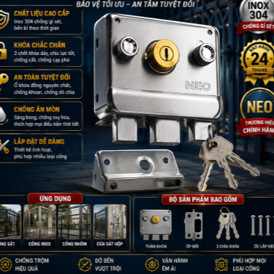 NEO V88 Gate Lock – Solid ปลอดภัย ทนทาน ล็อคประตูแท้