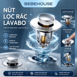 Nút Nhấn Xả Lõi Đồng Cho Lavabo, Ngăn Mùi, Lọc Rác Bồn Rửa Mặt HT022 (3,4 đến 4 cm) BEBEHOUSE