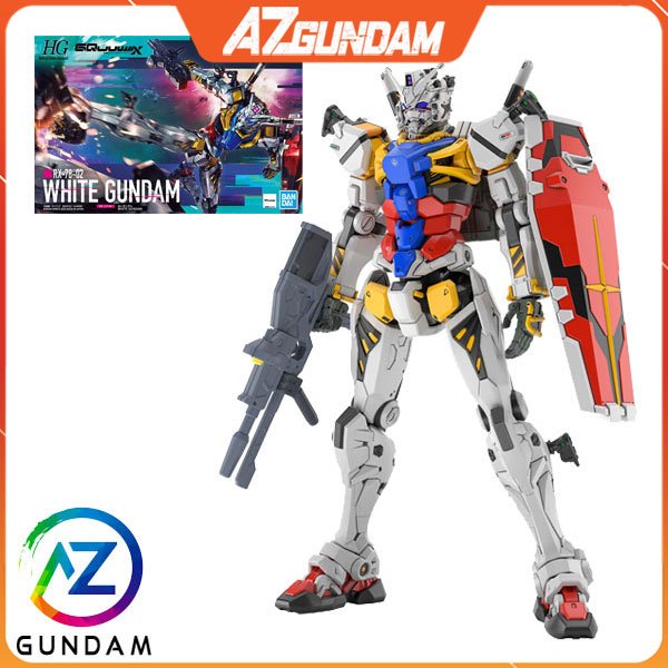 HG GQ White Gundam Assembly Model, Gquuuux Series, Scale 1/144, Bandai ของแท้ - Japan