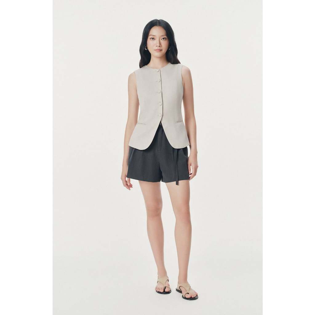 เสื้อกั๊กแขนกุดคอกลมยาว Mono Talk พร้อมเอวอ่อน - MOF26S-T40001TK