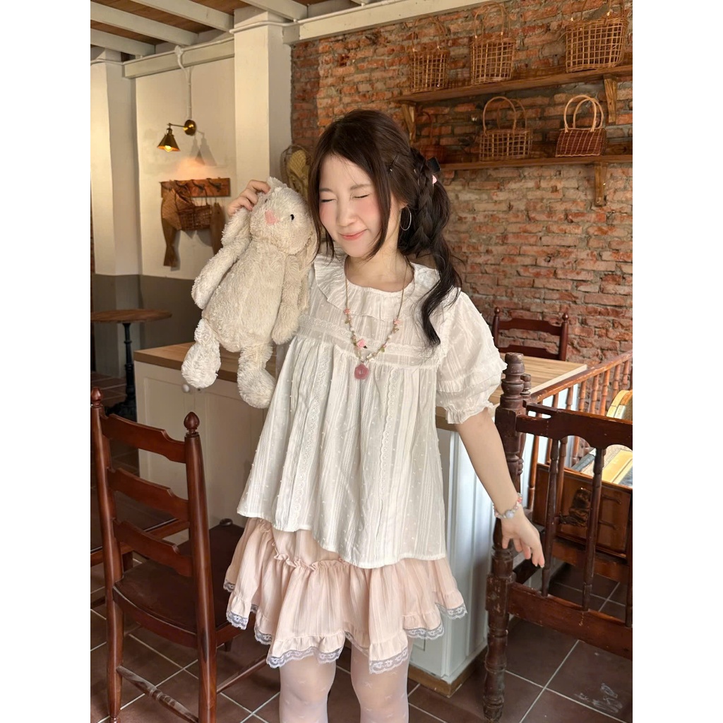 [ใหม่] เสื้อ BAMBI Babydoll ลูกไม้ลายดอกไม้เลดี้ /TM/