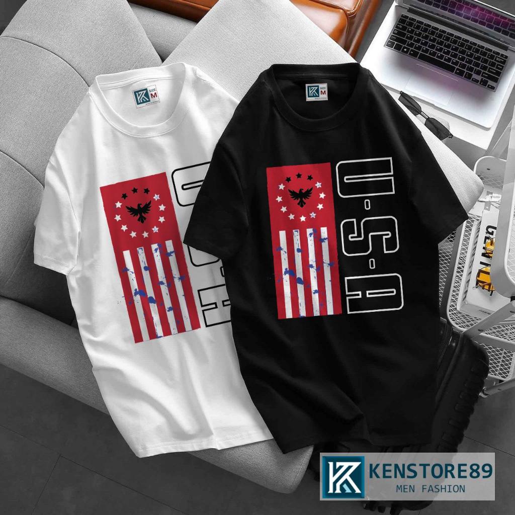 EAGLE USA ผู้ชายและผู้หญิงรอบคอผ้าฝ้ายแขนสั้น Unisex บุคลิกภาพ Bigsize KENSTORE89 ATK193