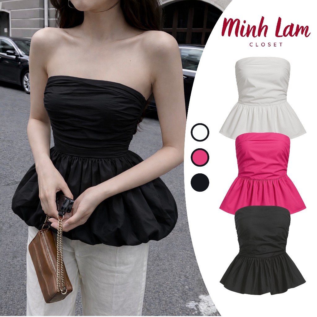 KATE Kate Quality Puffing Tube Top with Cushion Chest BM42, Chic Strapless Strapless Flared Top Minh
