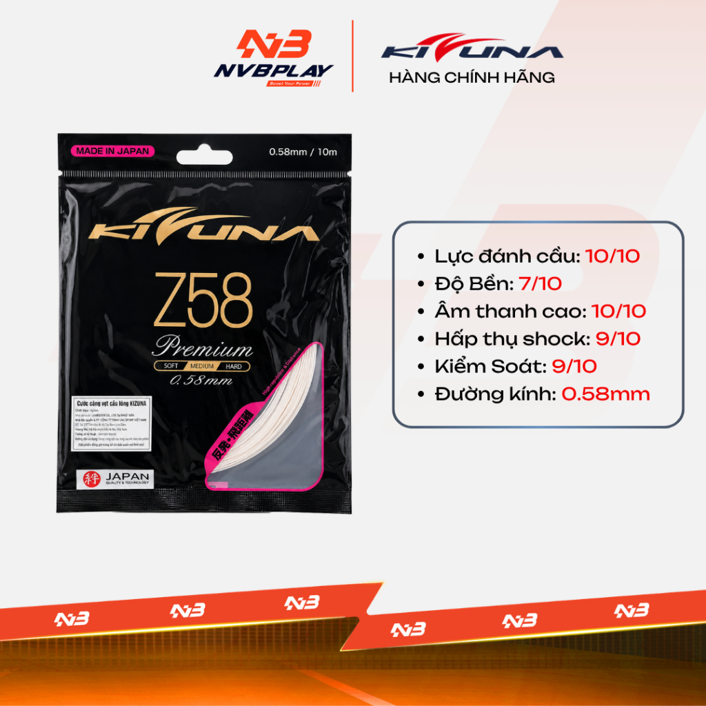 สายไม้แบดมินตัน Kizuna Z58 - สายแร็กเก็ต - รองรับที่ดี เสียงดัง - สินค้าของแท้