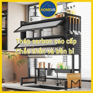 Homeus Kệ Bát Đĩa Gắn Bồn Rửa Đa Năng 2 Tầng - Thoát Nước Nhanh, Phù Hợp Mọi Kích Thước Bồn Rửa